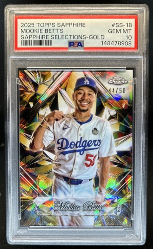 2025 Topps Chrome Sapphire Mookie Betts Selections Gold Refractor #/50 PSA 10