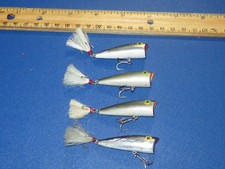 Lot of 4 Rebel Pop-R UL Small Topwater Lures Silver Black