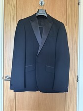 T M LEWIN BLACK WOOL & MOHAIR DINNER SUIT - 38R W34 WORN ONCE 
