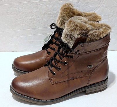 NEW Remonte TEX R5071-24 Waterproof Brown Leather Winter Boots Wool Lined #41