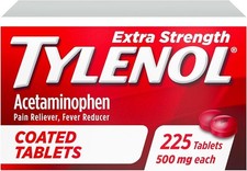 Tylenol Extra Strength 500mg Coated Tablets - 225 Count - Exp 07/2027