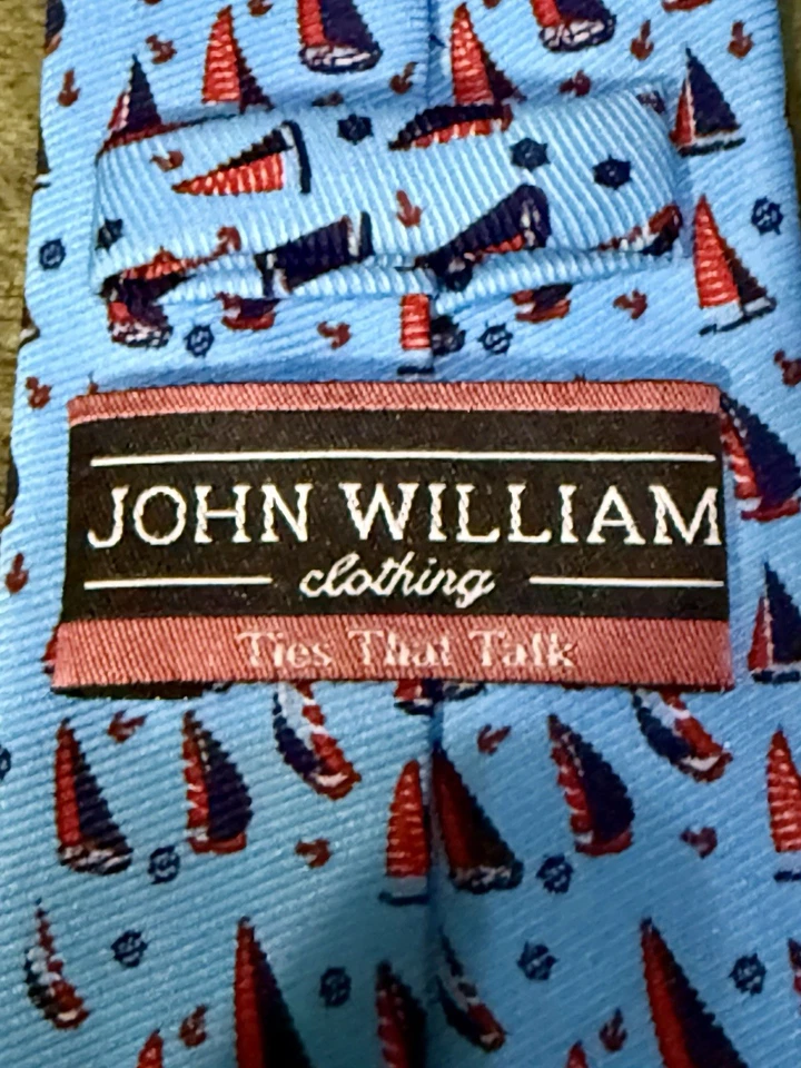 Corbata para hombre encantadora y elegante de John William Clothing estampado de veleros AOP Foto 2 de 4