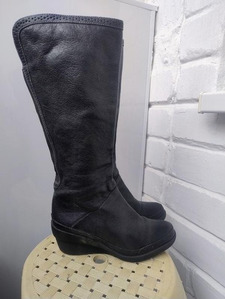 Women Clarks Boots Black Leather 37.5 #1QBE