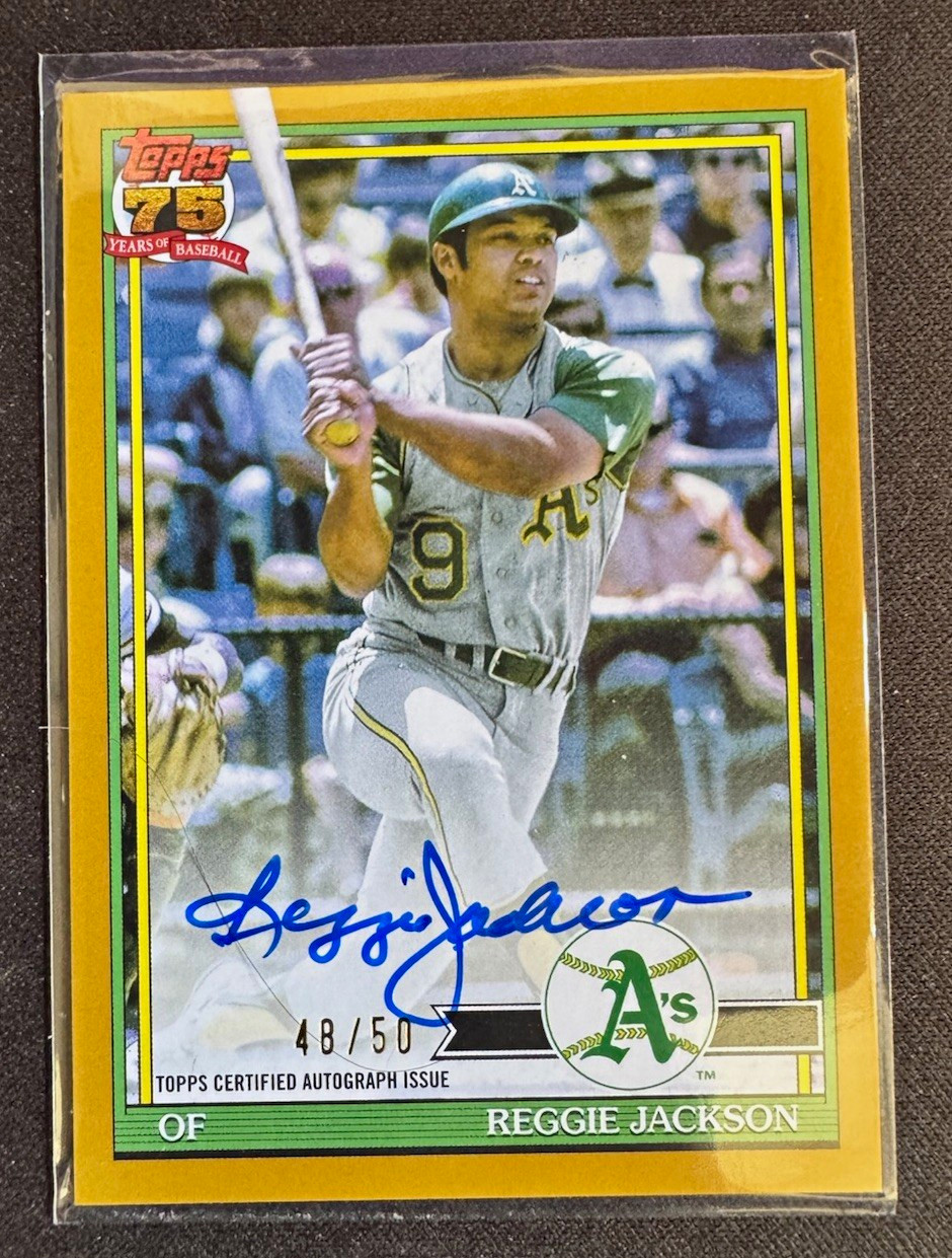 Reggie Jackson #91A-RJK Baseball Cards 2026 Topps 1991 Autograph trading card — raw and PSA graded price guide