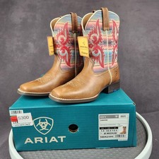Ariat Lonestar Boots Kids Size 1.5 Brown Leather Serape Cowboy Western 4LR NEW