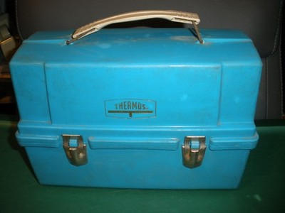 Vintage Plastic Thermos Light Blue Lunchbox