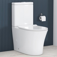 Bathroom Rimless Close Coupled Toilet Slim Soft Close Seat Tornado Flush Cistern