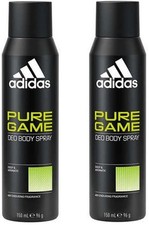 2 x ADIDAS PURE GAME for Men 5 oz 150 ml DEODORANT BODY SPRAY Deep Aromatic