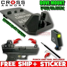CROSS ARMORY DOVE TAIL MOUNT SYSTEM for GLOCK RMSc Slide Adapter w/ FRONT SIGHT