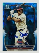 DEVIN SALTIBAN Phillies Autographed 2023 Bowman Chrome Blue Sapphire #BDC-2 COA