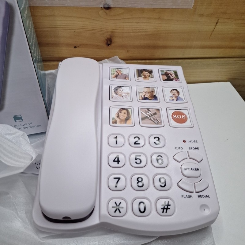 Corded Big Button Picture Phone Seniors (PHONE CORD & POWER CABLE NOT INCLUDED)