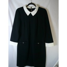Tommy Hilfiger Womens Black White Contrast Collar Shift Dress Size 12 Preppy Mod
