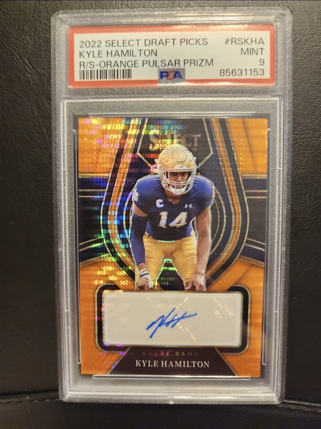 Kyle Hamilton Panini Select Draft Picks Rookie Signatures #RSKHA Orange Pulsar Prizm