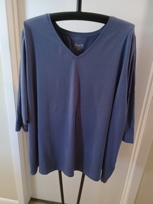 Plus Size 5X Blue Short Sleeve d & co Essentials Top Shirt