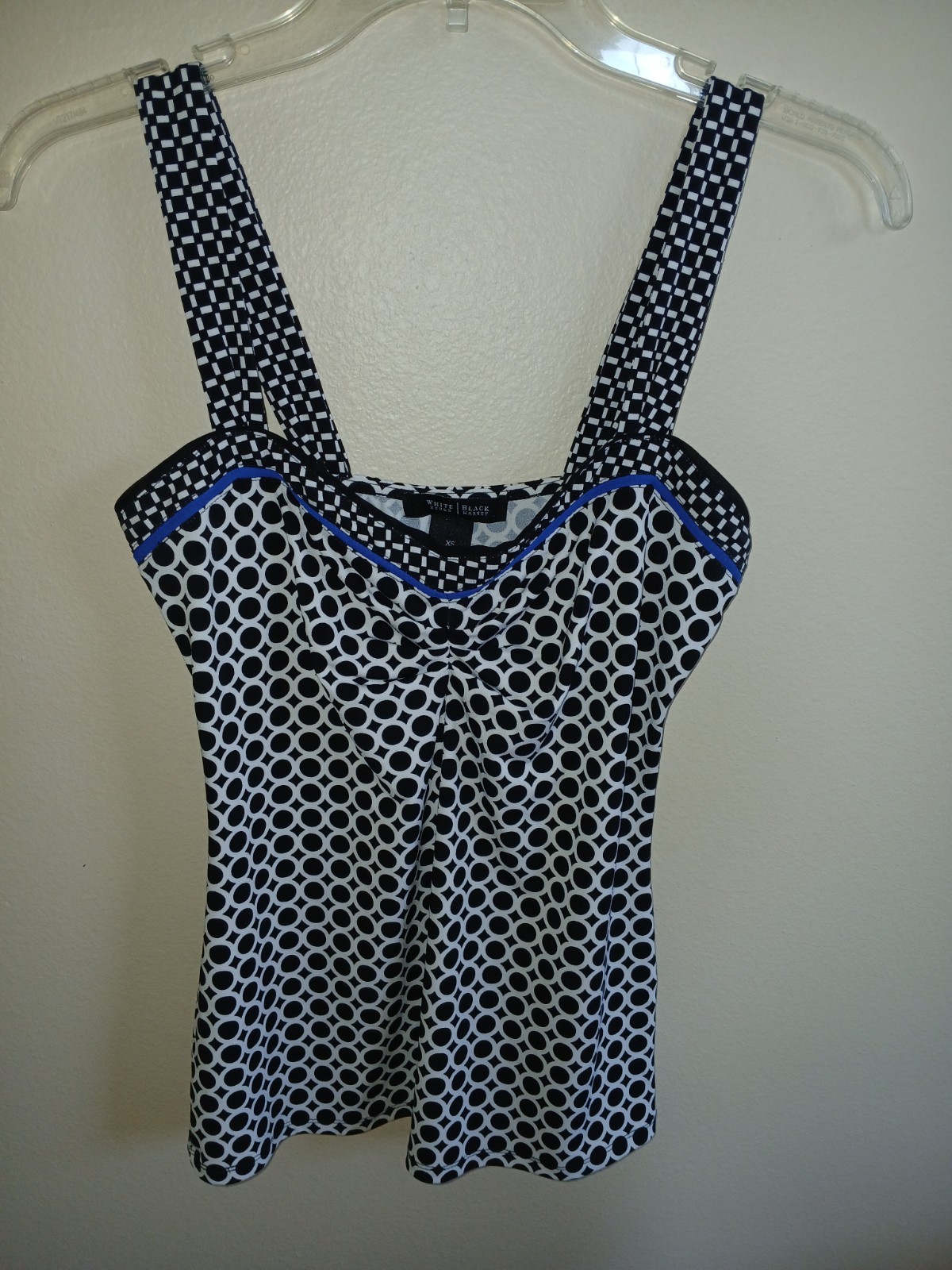 White House Black Market Women's XS Wide Strap Black White Geometric Tank Top