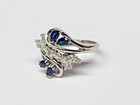 BEAUTIFUL 14kw Gold Natural Sapphire & Diamond Lasso Bypass Cluster Ring Sz 7.25 — photo 5
