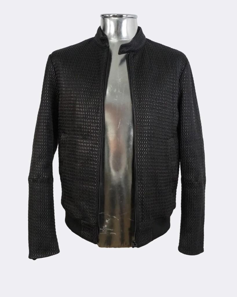 Emporio Armani Black Textured Leather Bomber Jacket Medium EU50 RRP £1150 image 7