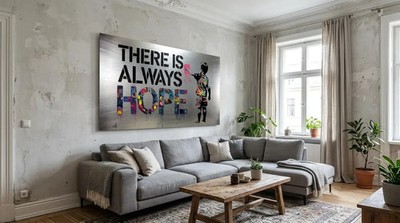 Banksy Hommage There is always hope gebürstetem Silber XXL, limitiert, Pop Art