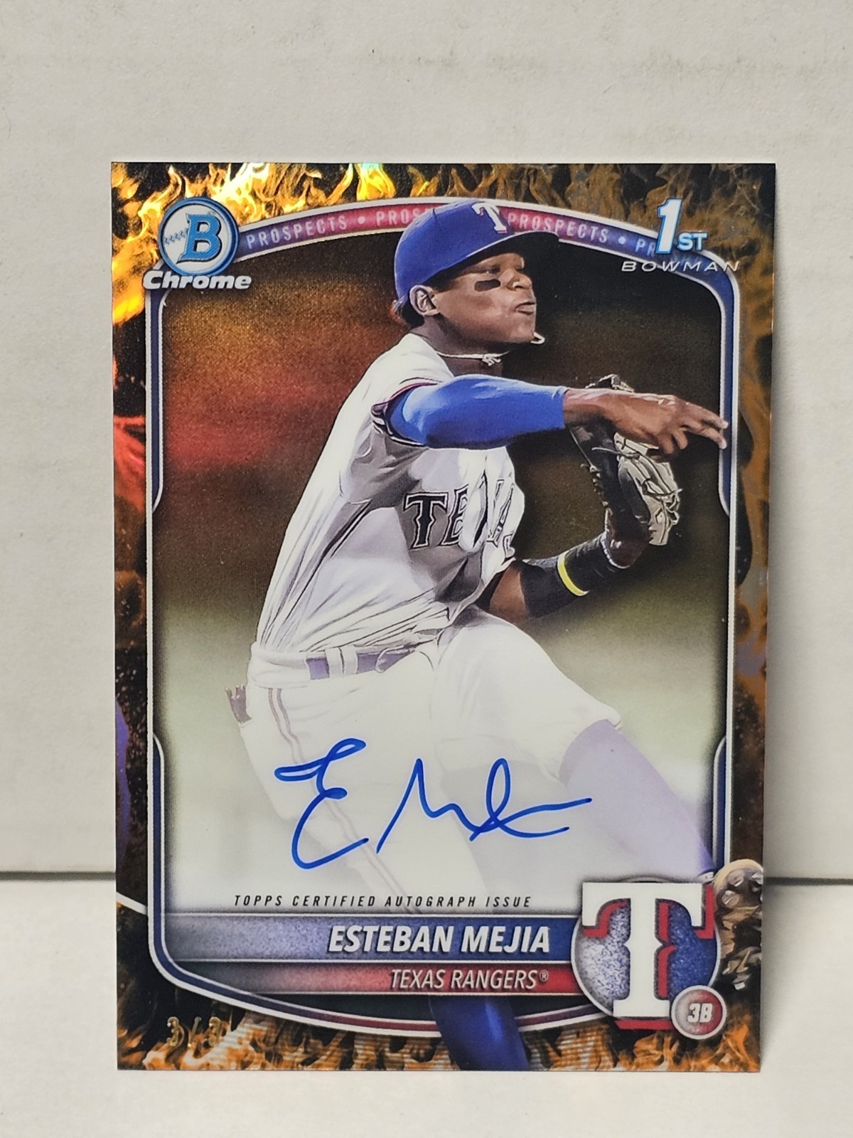 2025 Bowman - Chrome Prospect Autographs Esteban Mejia #CPA-EM Firefractor 3/3