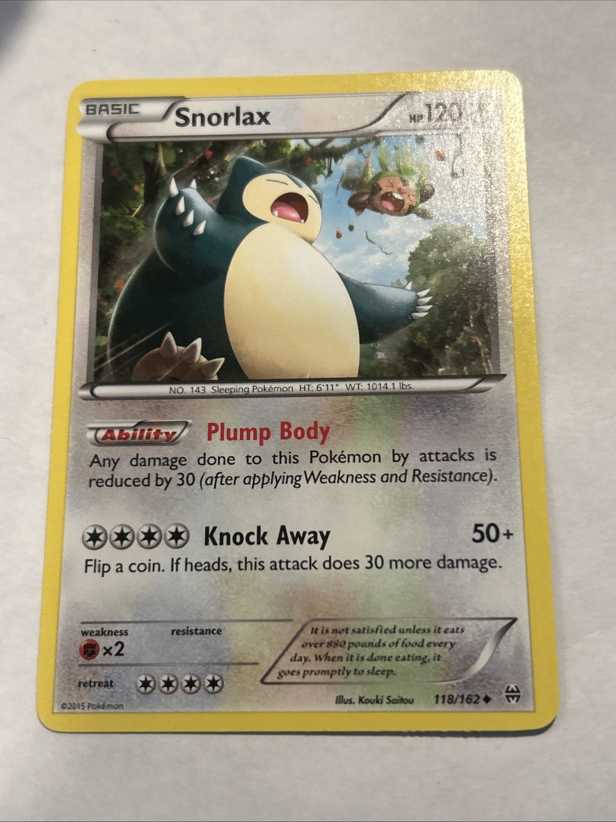 2015 Pokemon Snorlax 118/162 Breakthrough Regular LP