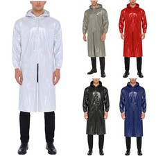 US Men Raincoats Waterproof Coveralls Hooded Long Coa Overall Bodysuit Exercise