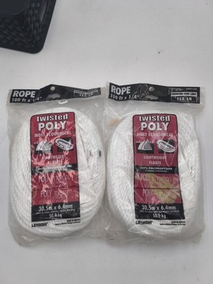 Lehigh Twisted Poly Rope, 1/4'' x 100' Set Of 2