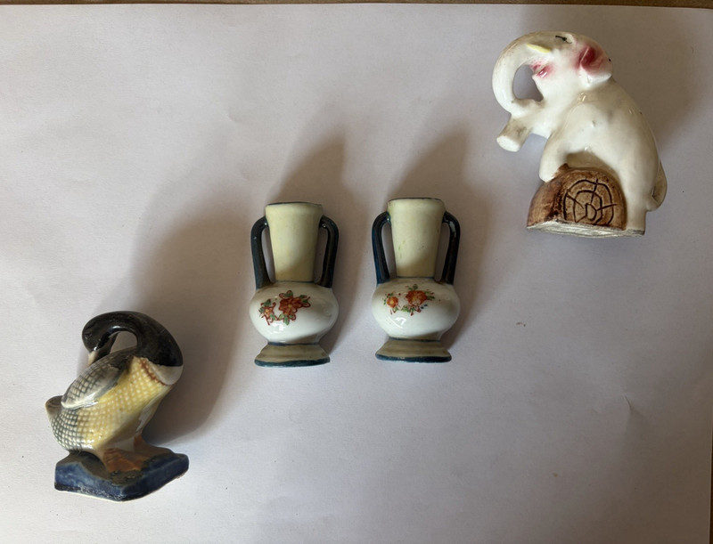 Antique Elephant, Vase, Goose Made in Occupied Japan