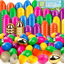 200Pcs Easter Eggs, Plastic 3.0" Colorful Easet Eggs with 6Pcs 3inch-200PCS