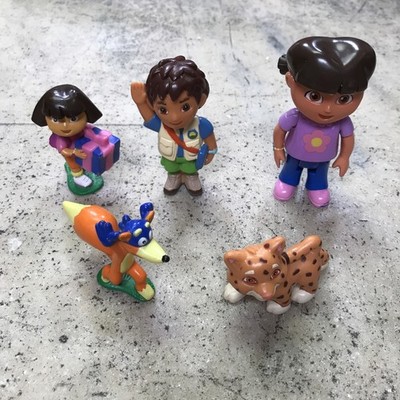 DORA THE EXPLORER PVC ACTION FIGURES CAKE TOPPERS SET OF 5 Swiper Diego Leopard
