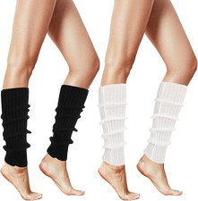 2Pair Leg Warmers for Women, Cute Knit Leg Warmers, 80s Ribbed Knitted Long Sock