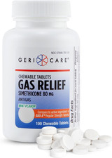 Gericare Simethicone 80mg Chewable Gas Relief Tablets, 100ct, Anti-Bloating Mint