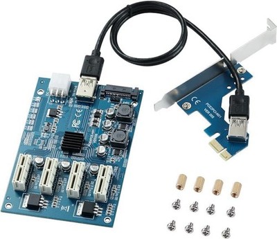 PCIe X1 auf 4 PCIe X1 Riser Card - Erweiterung für Bitcoin-Mining Geräte