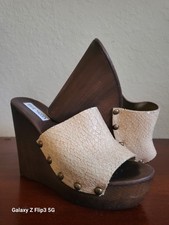 Steve Madden Platform Wedge Slide Sandals Euro Size 39 USA 8.5 In Good Condition