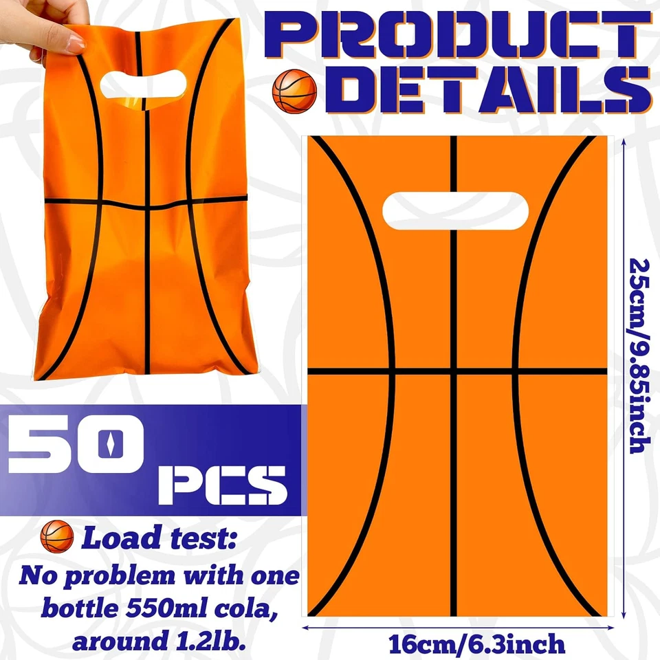50 Piezas Bolsas de Artículos de Baloncesto Baloncesto Golosinas Bolsas de Caramelos Plástico Fiesta Favor Gi Foto 2 de 4