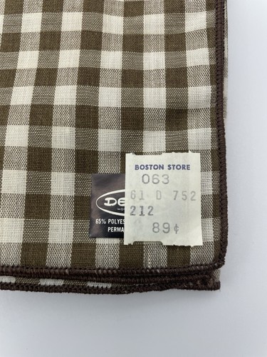 Vintage Brown & White Gingham Plaid Napkins 1970s Set of 6 - Picture 2 of 4