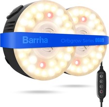 Barrina 2Pcs Magnetic Orbgrow OG09 Puck Grow Light 660nm Red LEDs Timer Black