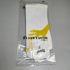 Vtg Fownes White Doette Size 7 Gloves 8.5" 100 Double Woven Cotton Philippines