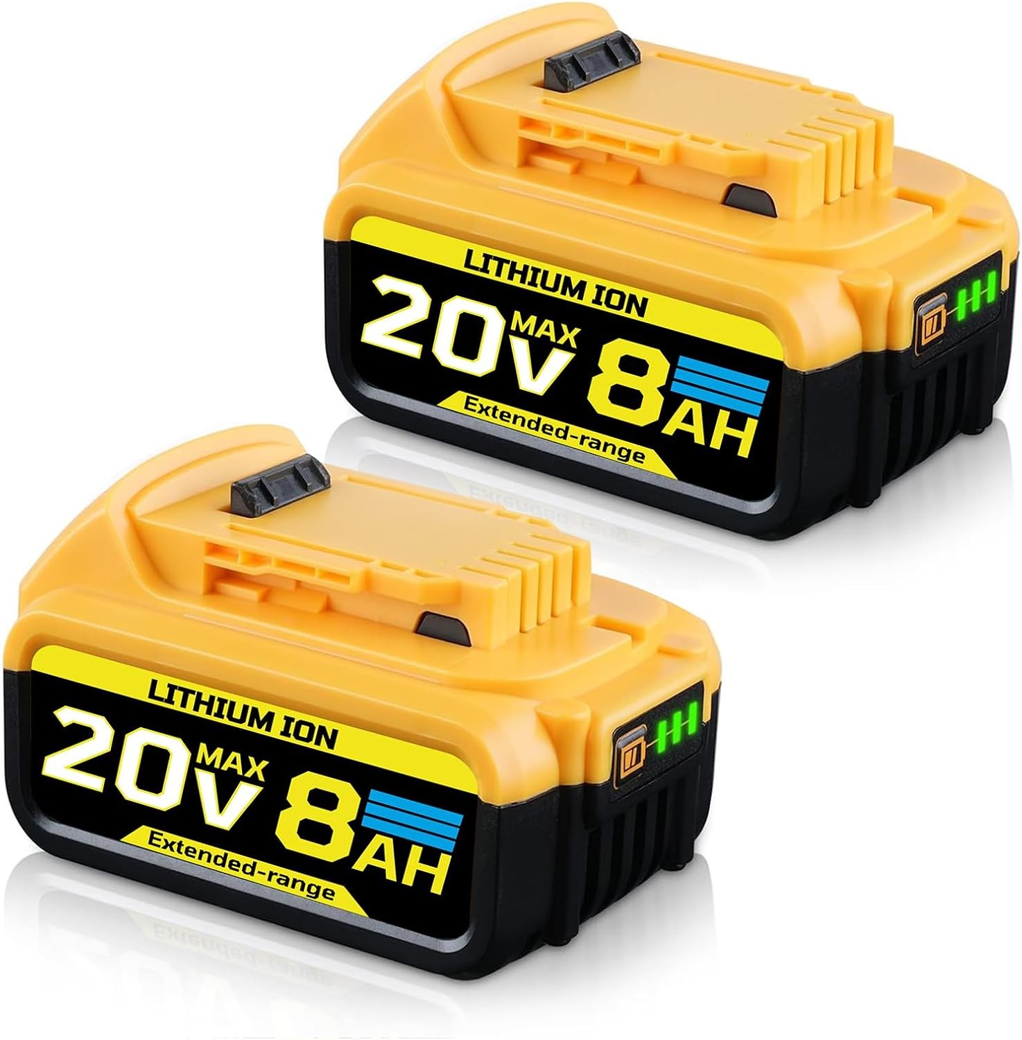 2PCS 8000mAh Replace for Dewalt 20V Max Battery 20V Lithium-ion DCB207 DCB208