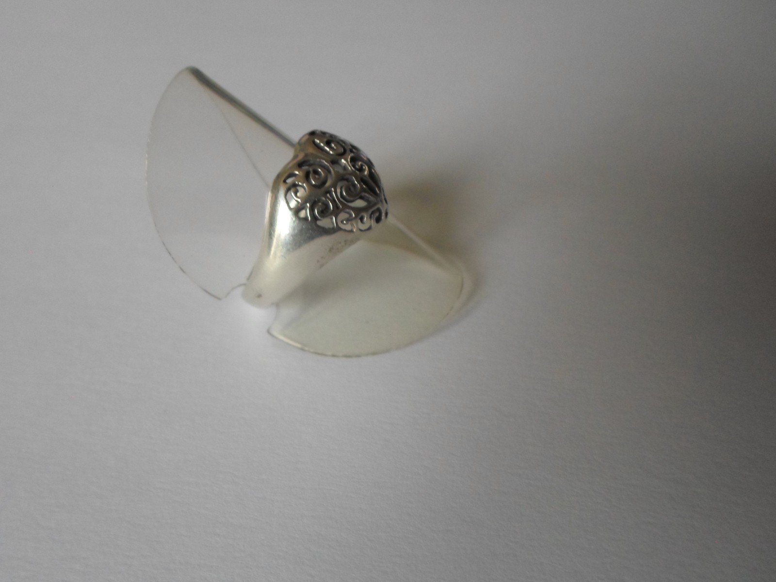 solid silver ring, openwork dome, heart, size 54 - image 6