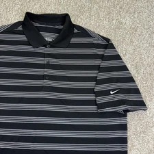 Nike Golf Tour Performance Polo Shirt Mens XL Black White Swoosh Short Sleeve