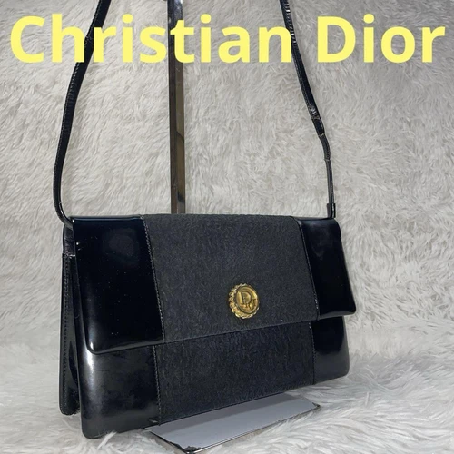 Sac bandoulière Christian Dior toile noire 28x14x8cm occasion