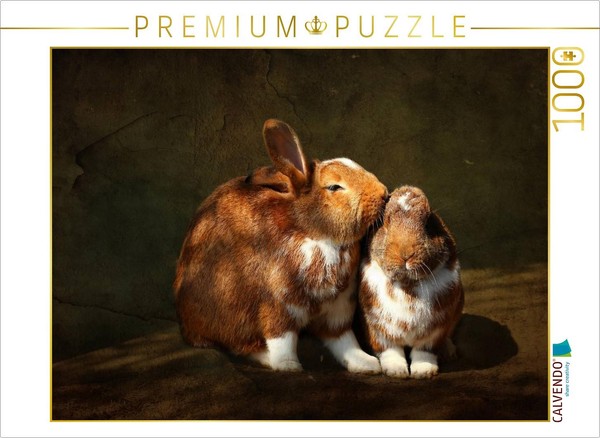 Calvendo Puzzle Two Rabbits | 1000 Pieces, Finished Size 25.2 × 18.9 In (64 × 48-image