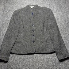 Coldwater Creek Brown Multicolor Tweed Button Up Balzer Jacket Women Sz16 Lining