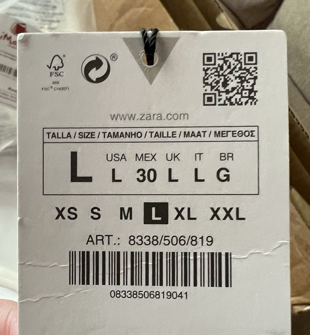 Zara Retro Mini Skirt Ziper Detail Light Gray Women's Size L thumbnail 10