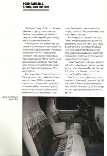 1991 FORD RANGER PickUp TRUCK Catalog: 4x4,SUPERCAB,XLT,STX,SPORT,CUSTOM,S,4WD - 第 4/4 張圖片