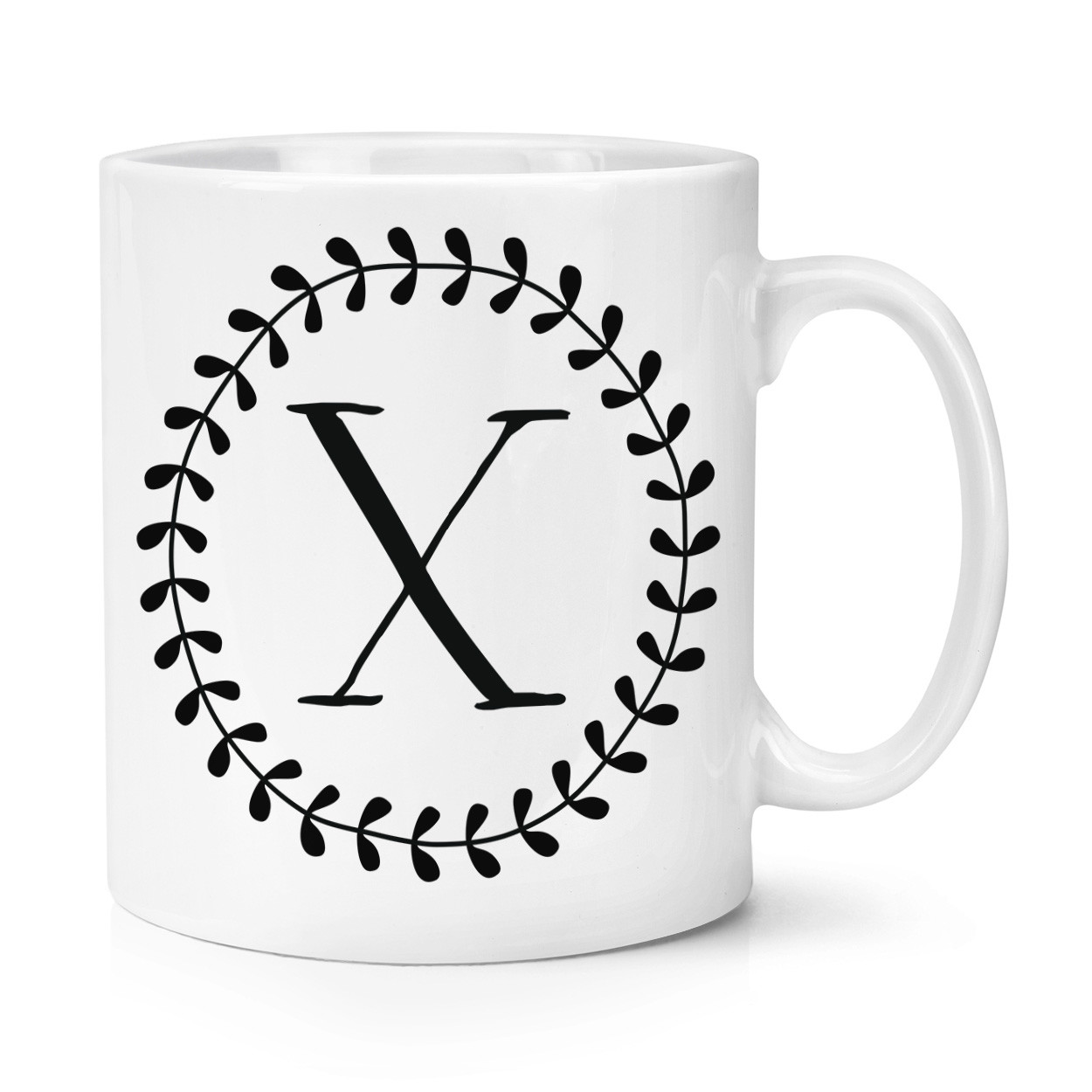 Letter X Floral Wreath Alphabet 10oz Mug Cup - Flowers