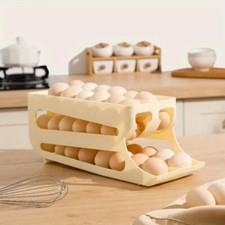 Space Saving Sliding Egg Carton Refrigerator Kitchen Storage Holder Organizer