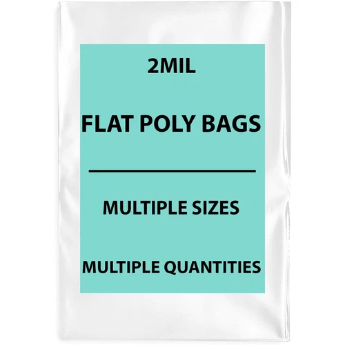 Multiple Sizes Clear Poly Bags 2Mil Flat Open Top Plastic Packaging Packing LDPE