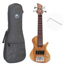 Mini Travel Electric Bass Electric Ubass 4 String Fretted Bass Ukelele with Bag