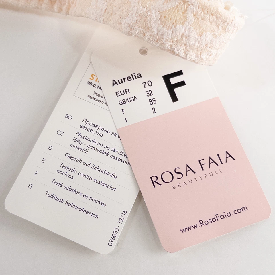 Sujetador Rosa Faia Aurelia 32F Crudo Encaje Sin Forro Con Aros Hermoso Nuevo Foto 3 de 4